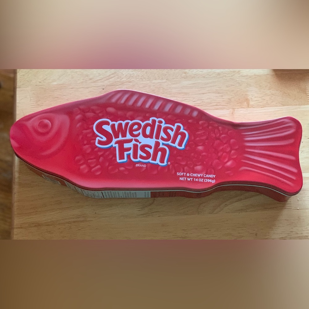 Swedish fish candy tin